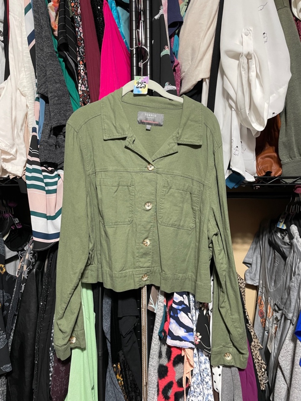 #0 024 size 2 Torrid Olive Green Cropped Utility Jacket